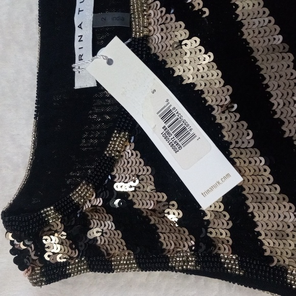 Trina Turk Quartz Black and Gold Zebra Stripe Sequin Mini Shift Dress NWT - Picture 14 of 15